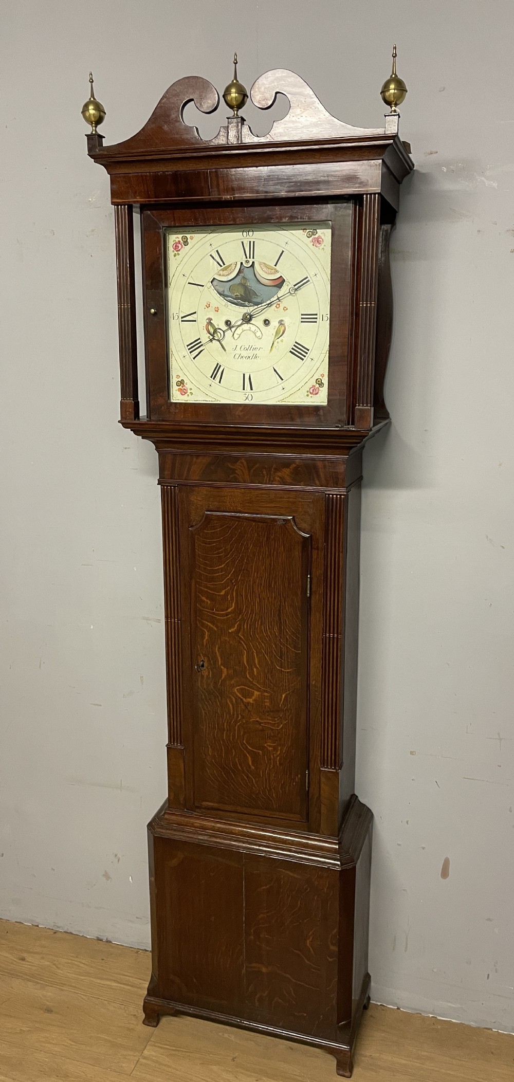C19TH mahogany and oak eight day longcase clock by J Collier of Cheadle 
