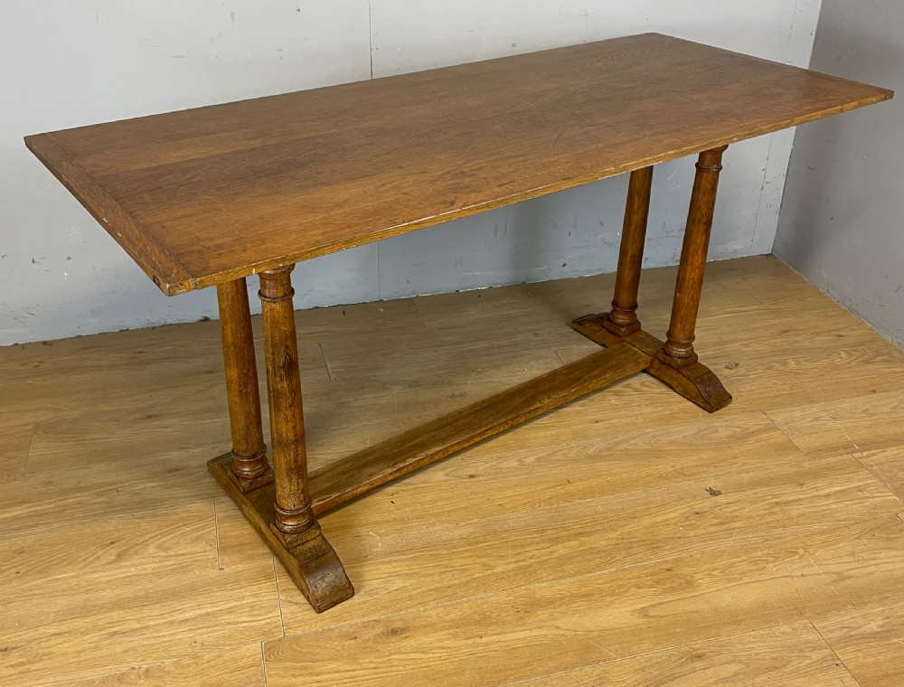 Arts and Crafts golden solid oak refectory dining table 