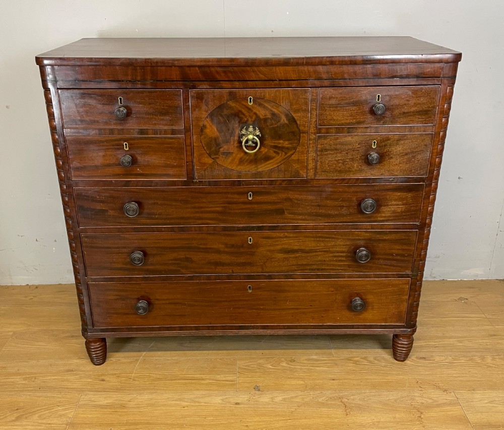 Regency flame mahogany secretaire chest of drawers in original condition  View II