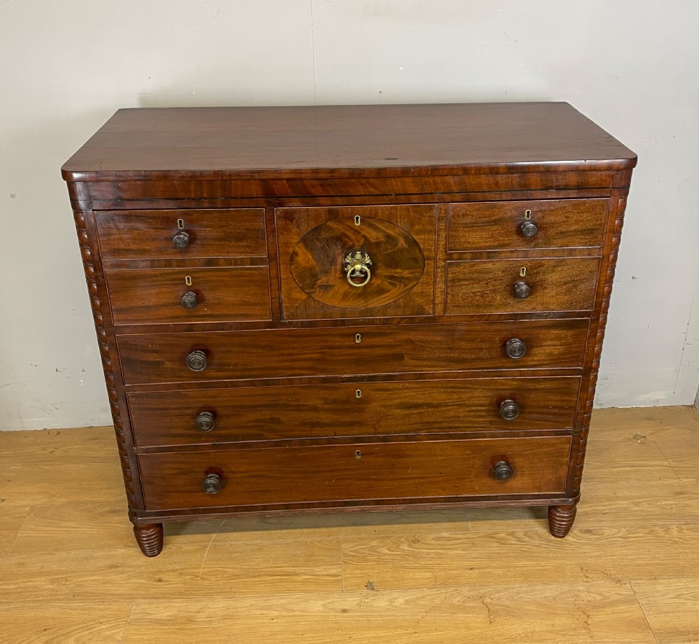 Regency flame mahogany secretaire chest of drawers in original condition  View III