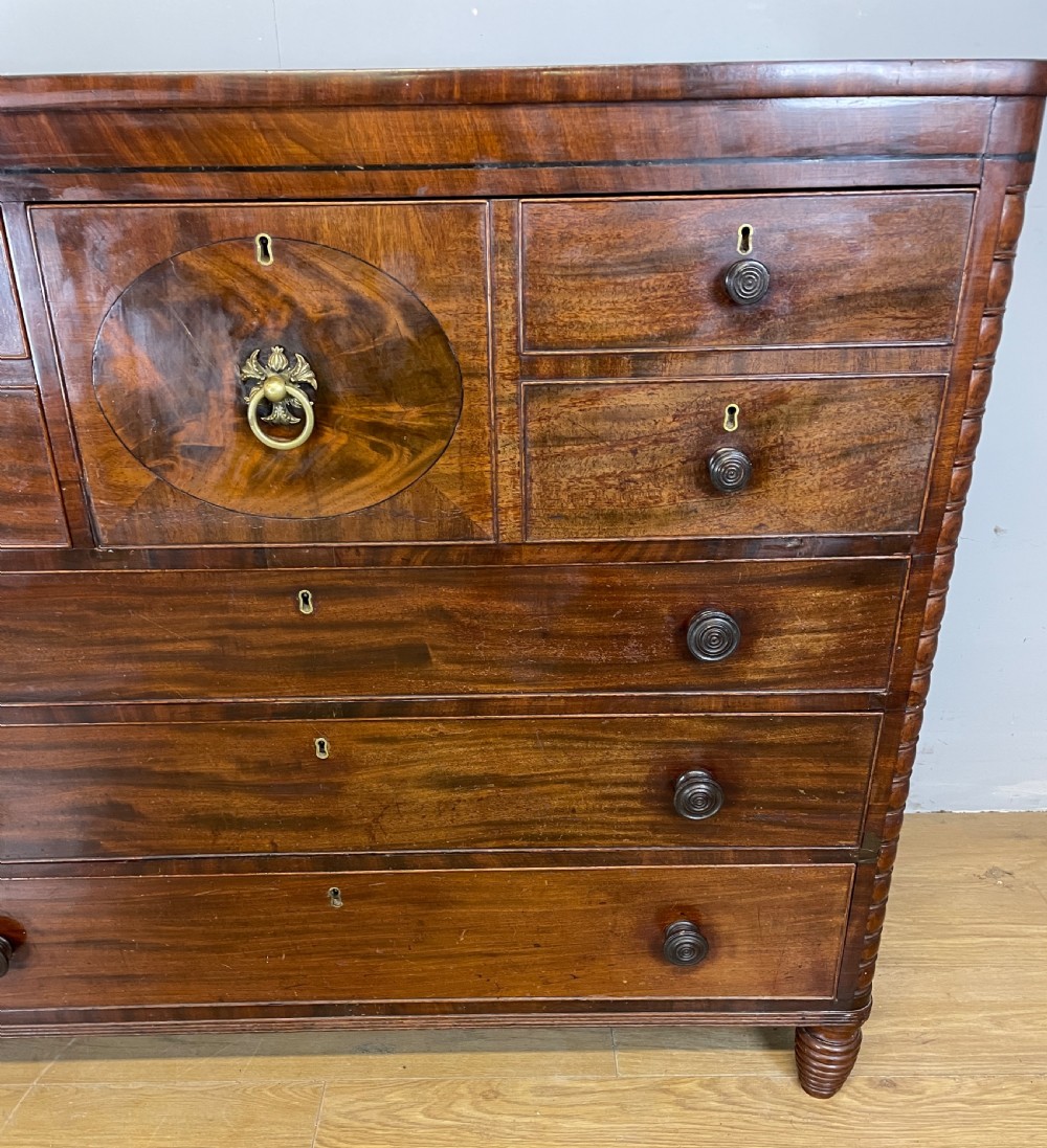 Regency flame mahogany secretaire chest of drawers in original condition  View V