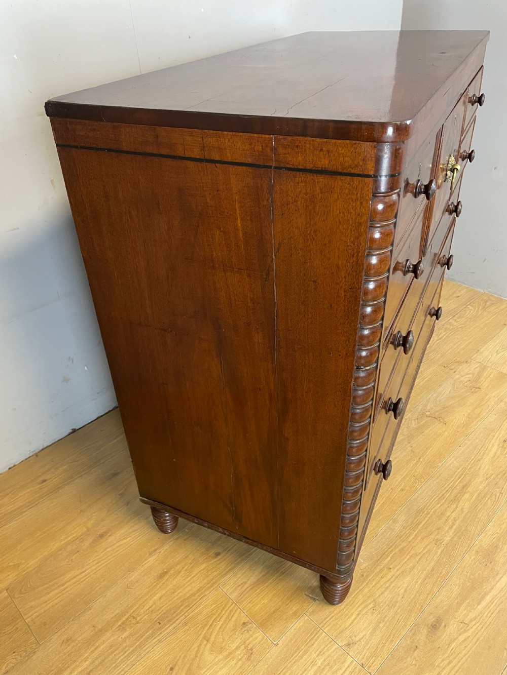 Regency flame mahogany secretaire chest of drawers in original condition  View XII