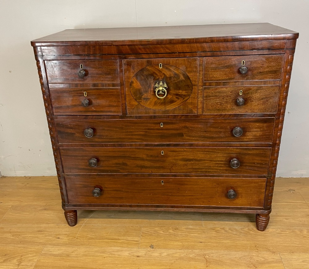 Regency flame mahogany secretaire chest of drawers in original condition  View XIII