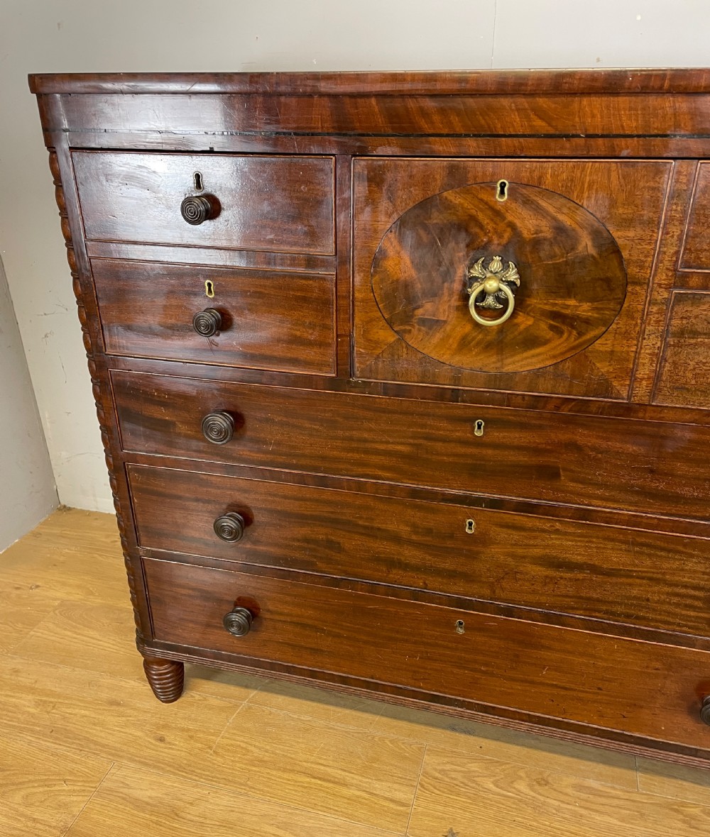 Regency flame mahogany secretaire chest of drawers in original condition  View XVI