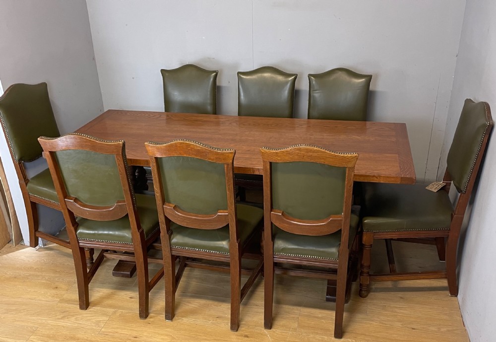 Solid oak refectory table on barley twist supports circa 1920  View X
