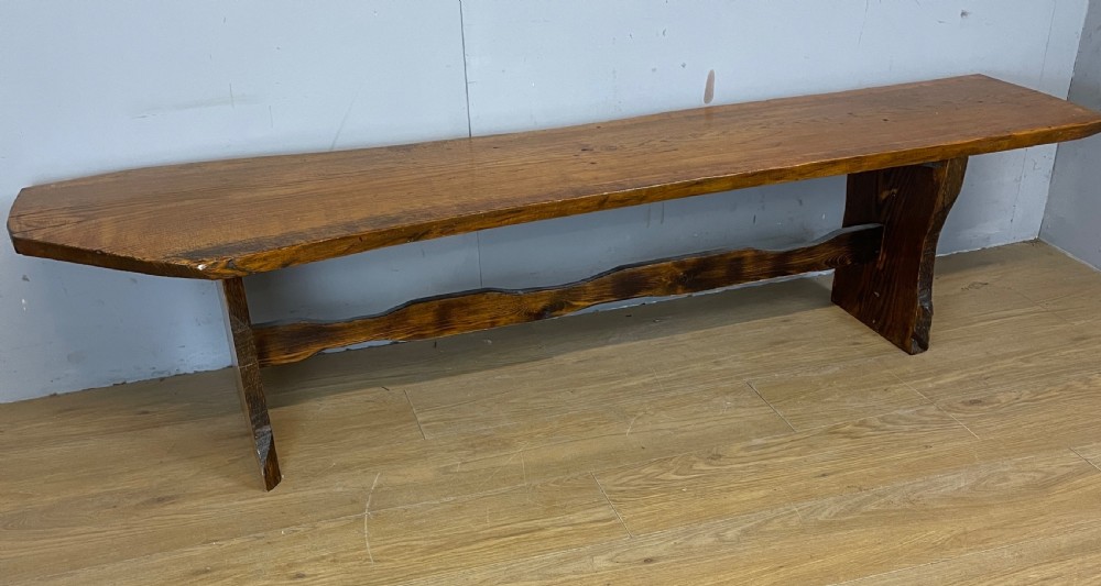 Rustic oak bench six feet long circa 1920