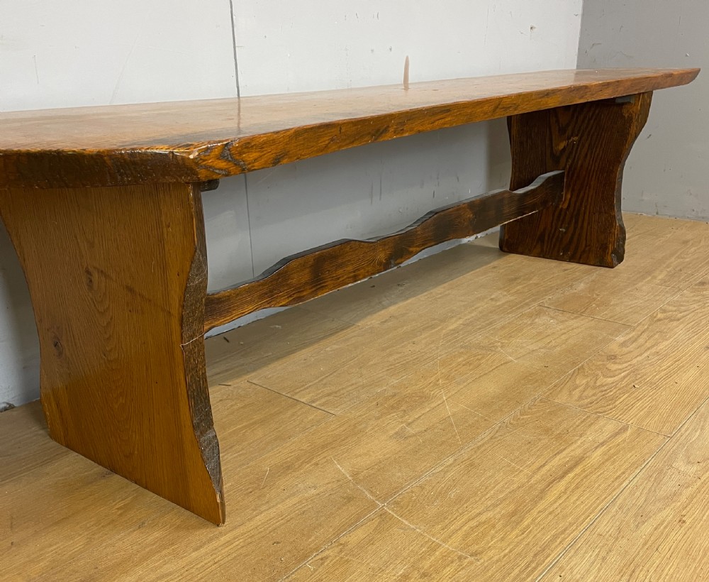 Rustic oak bench six feet long circa 1920 View III