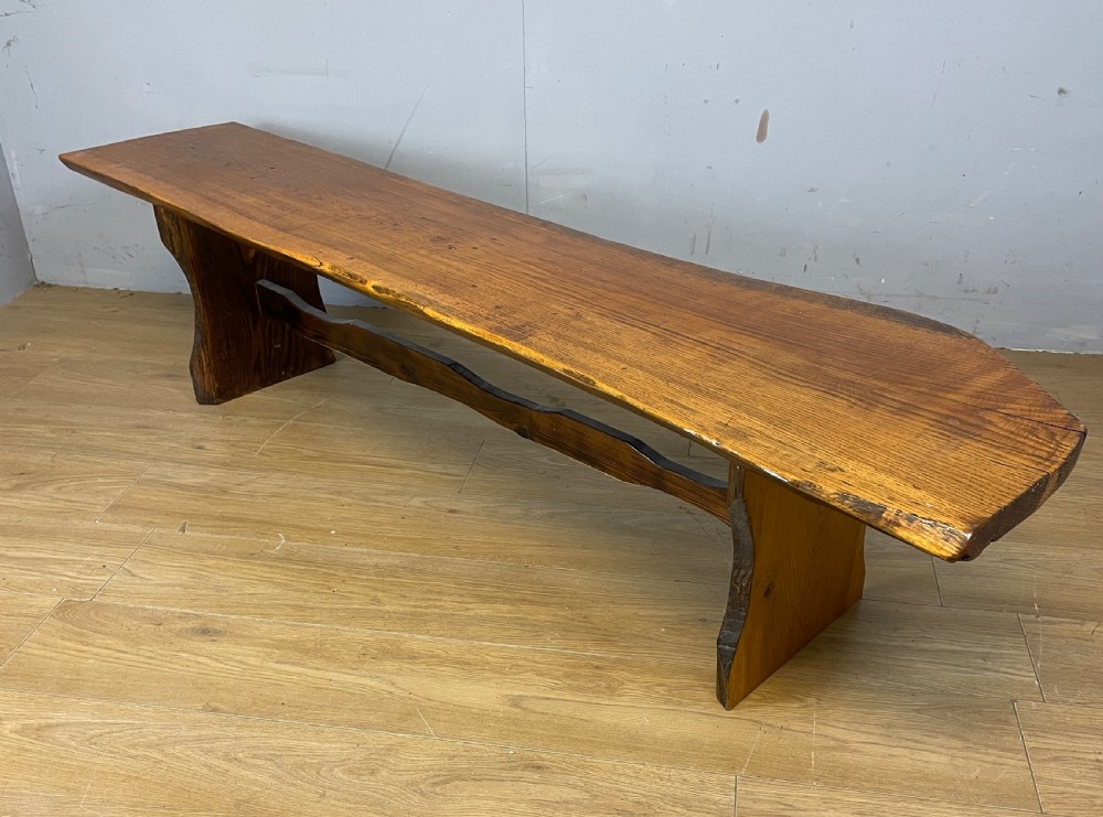 Rustic oak bench six feet long circa 1920 View VI