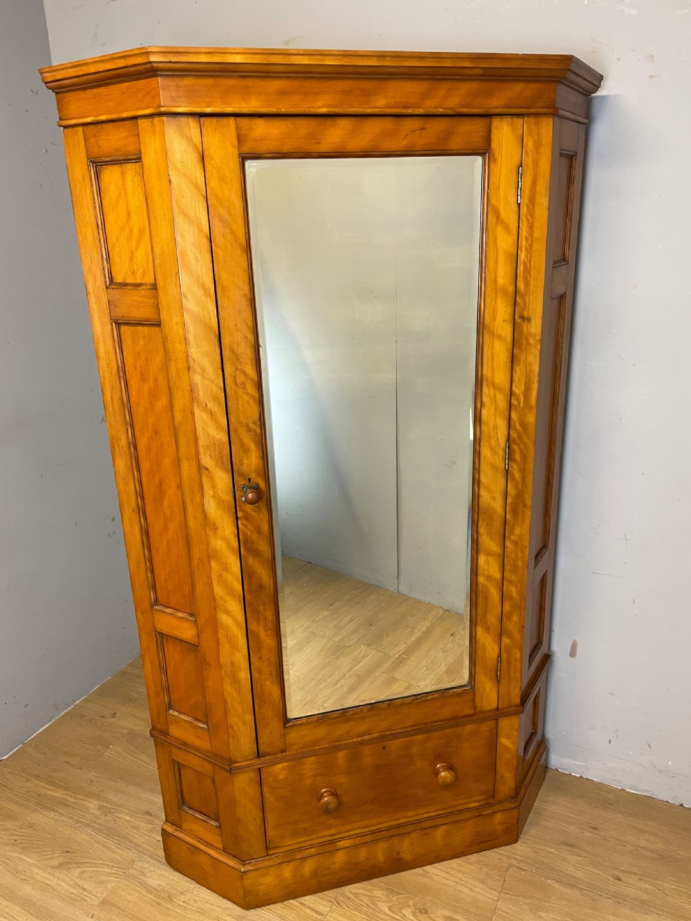 C19TH satin birch corner hall robe  View III