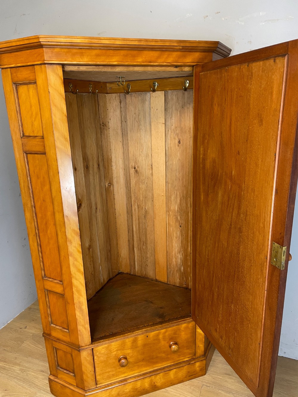 C19TH satin birch corner hall robe  View IV