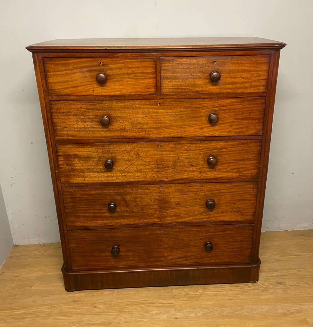 Mid C19TH two part mahogany five height chest of drawers 