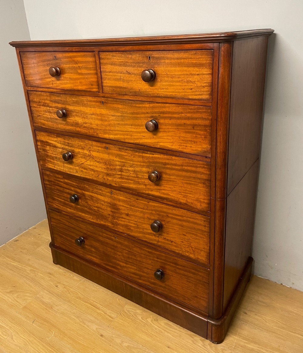 Mid C19TH two part mahogany five height chest of drawers  View V