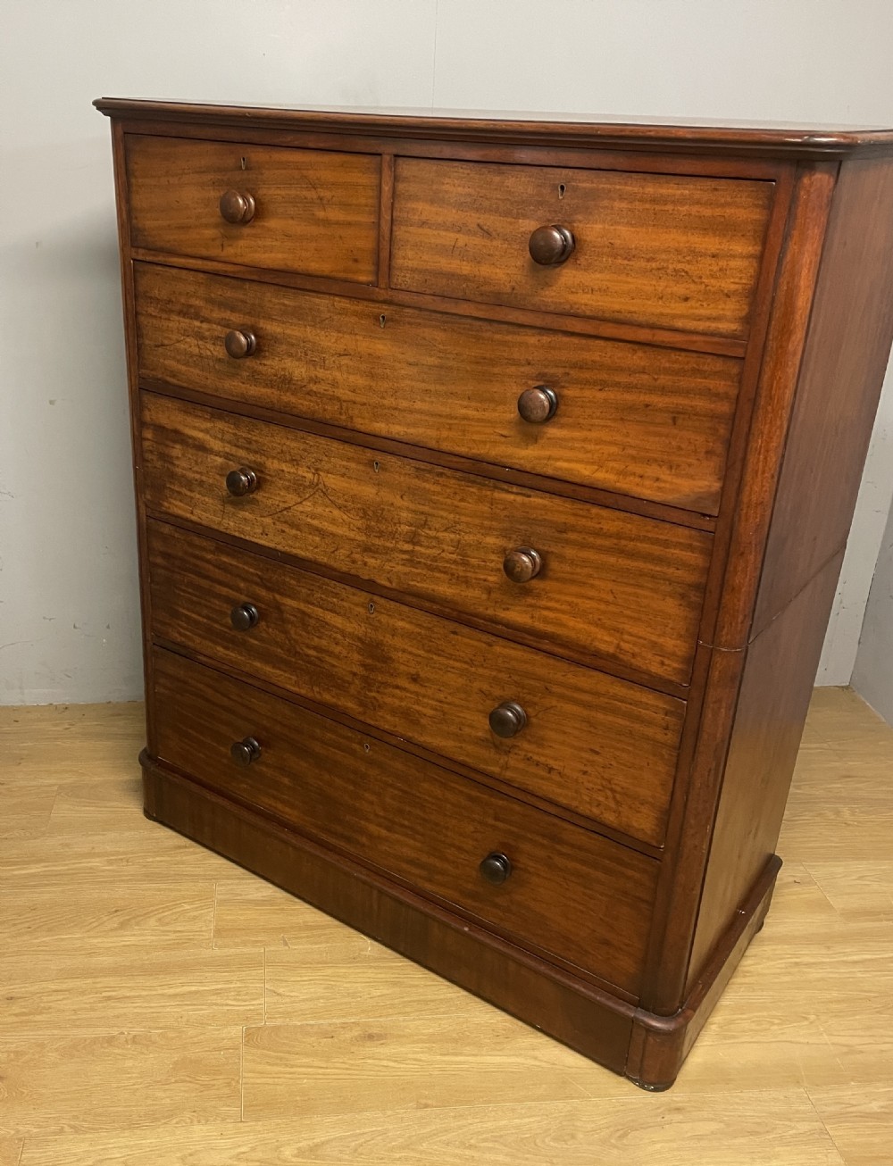 Mid C19TH two part mahogany five height chest of drawers  View X
