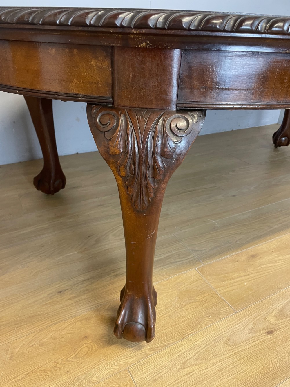 Solid mahogany Chippendale revival wind out dining table circa 1890 View IV