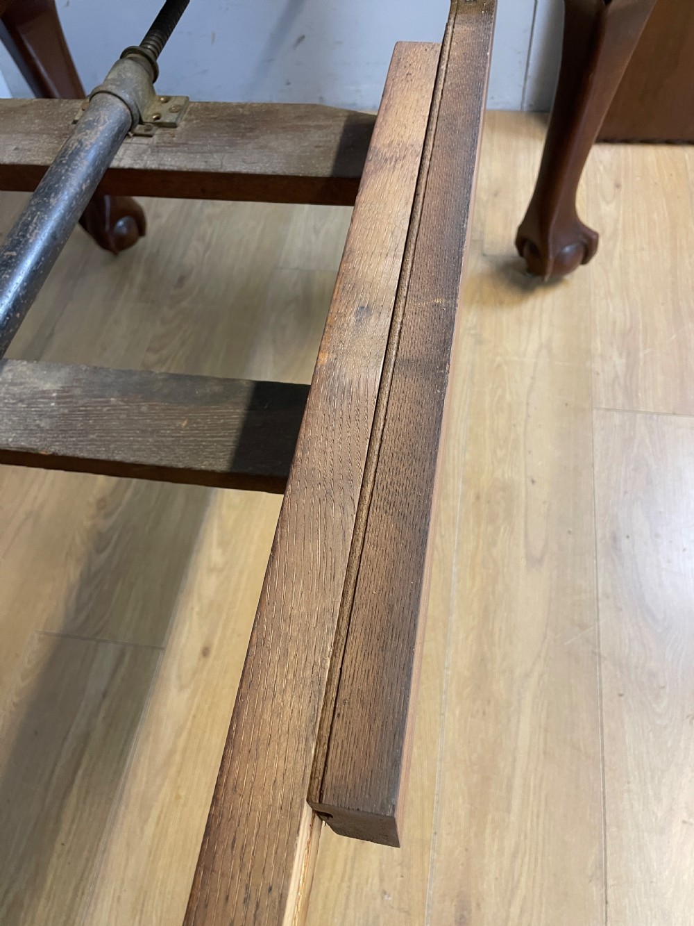 Solid mahogany Chippendale revival wind out dining table circa 1890 View VIII
