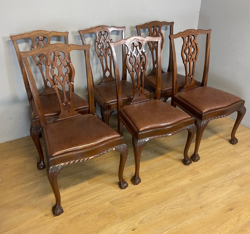 Set of six Chippendale revival mahogany dining chairs circa 1890