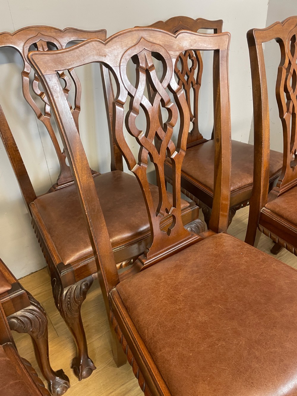 Set of six Chippendale revival mahogany dining chairs circa 1890 View III