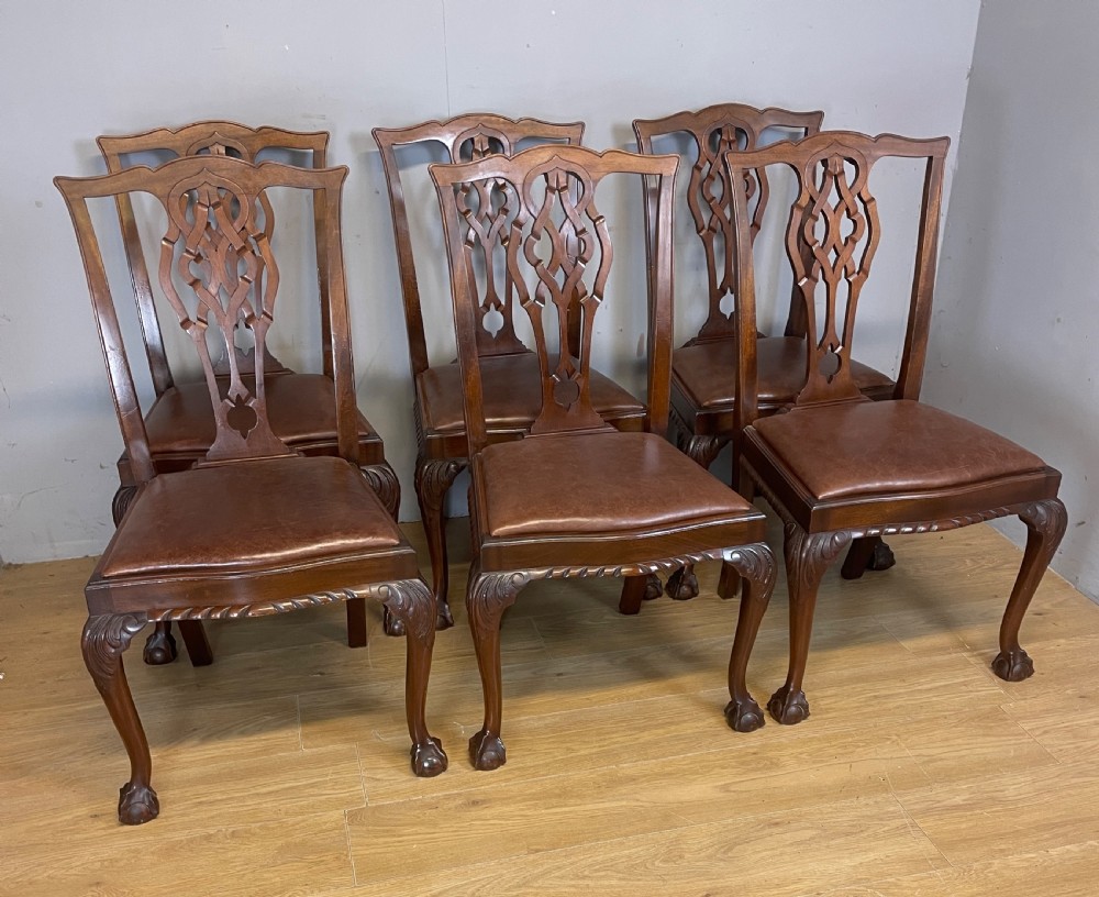 Set of six Chippendale revival mahogany dining chairs circa 1890 View IV