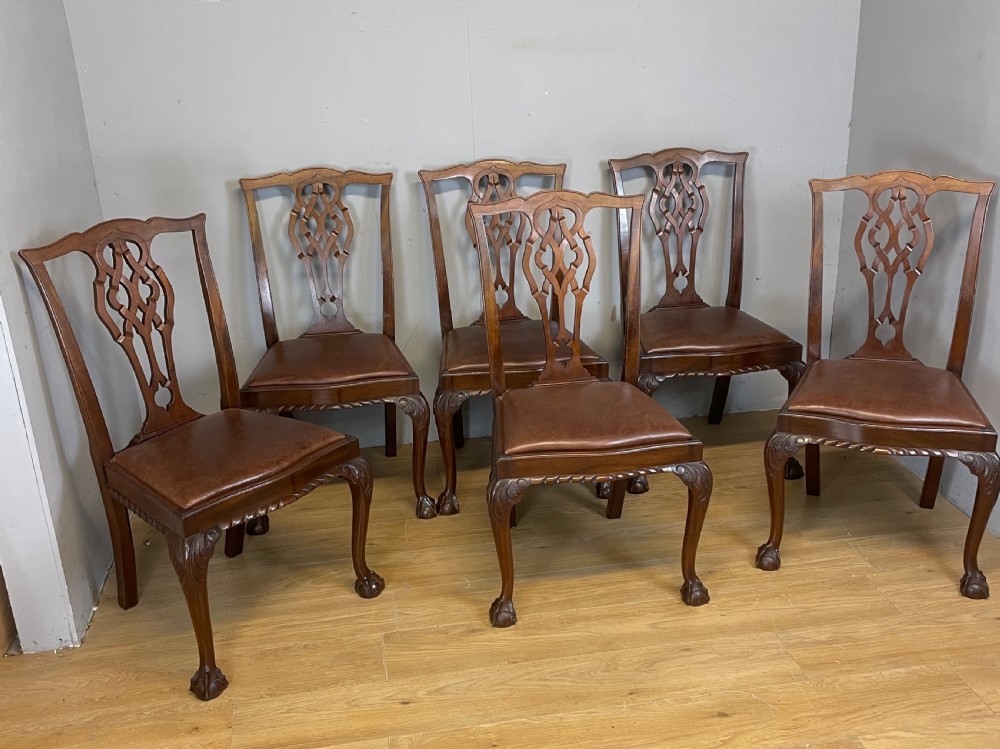 Set of six Chippendale revival mahogany dining chairs circa 1890 View XIII