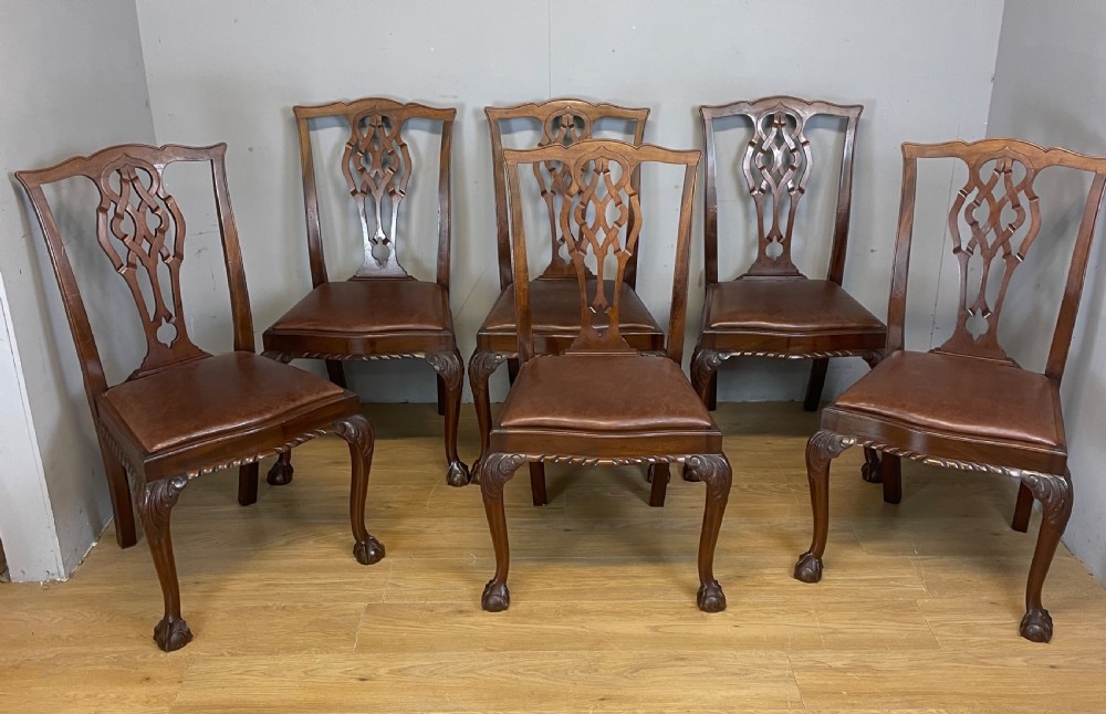 Set of six Chippendale revival mahogany dining chairs circa 1890 View XIV