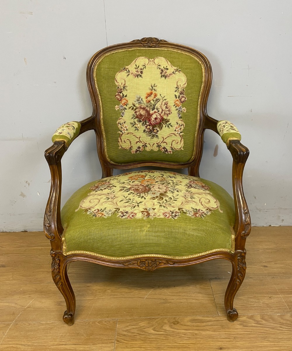 C19TH carved walnut French Fauteuil armchair  View II