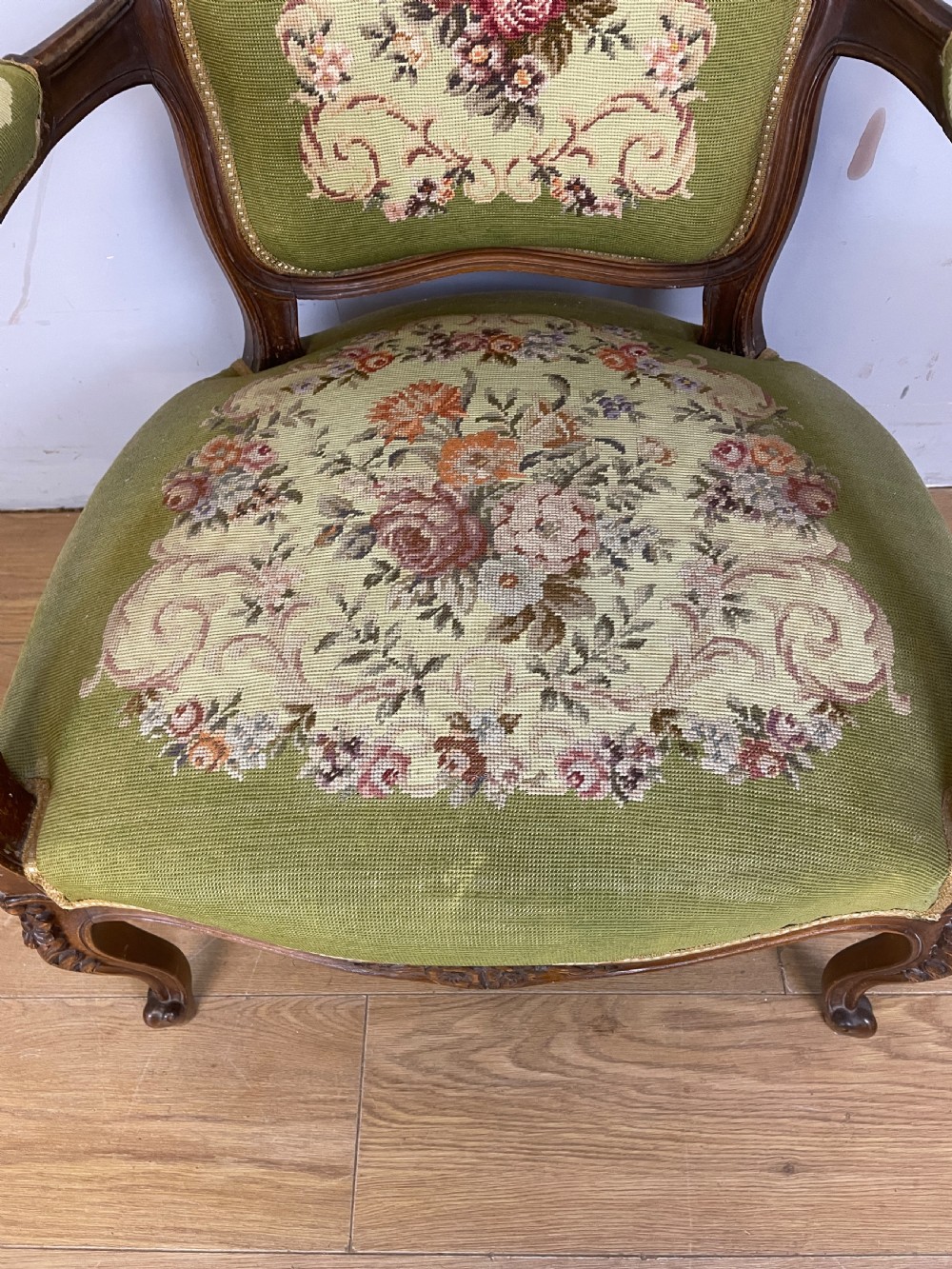 C19TH carved walnut French Fauteuil armchair  View VI