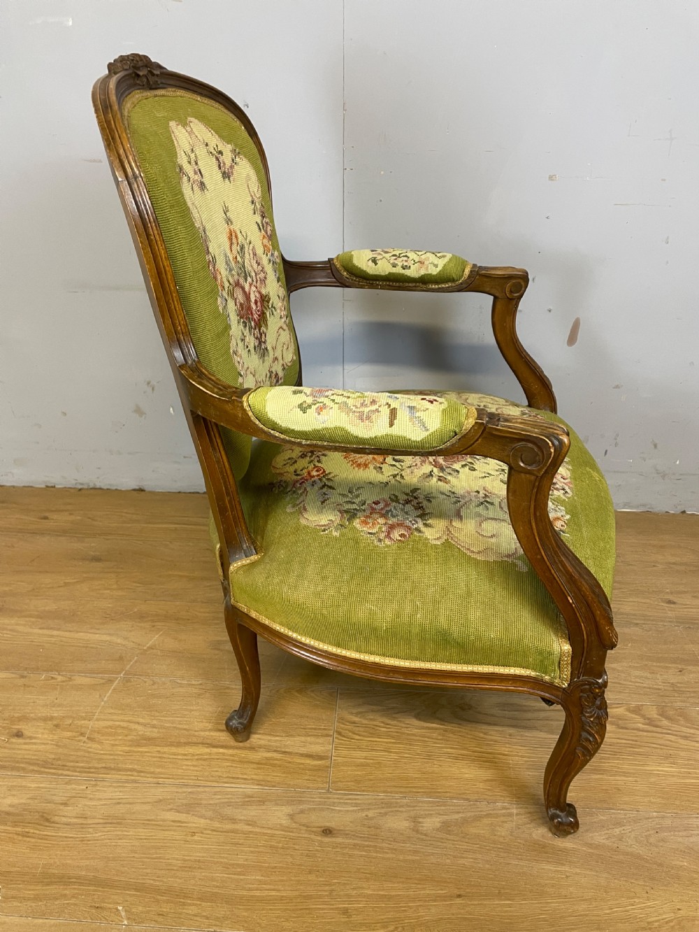 C19TH carved walnut French Fauteuil armchair  View VII