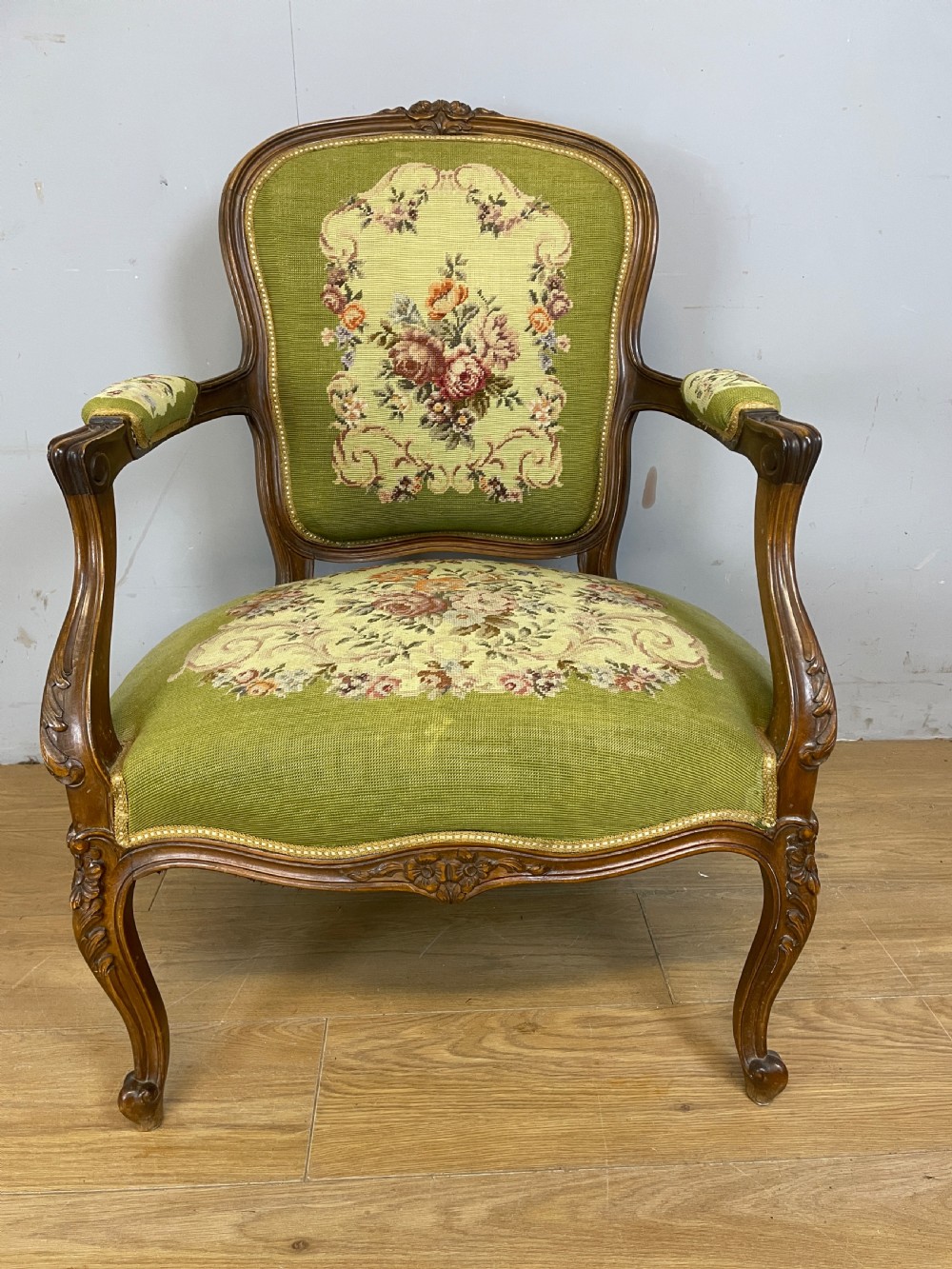 C19TH carved walnut French Fauteuil armchair  View X