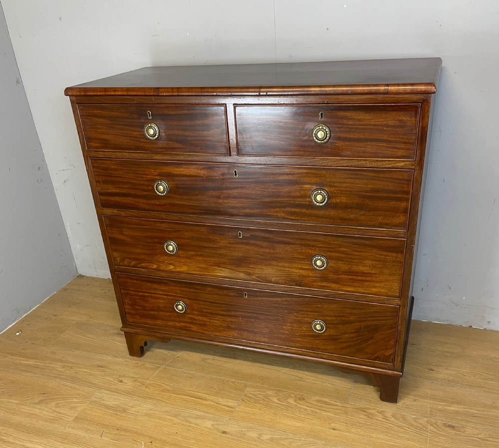 C19TH mahogany 4 height chest of drawers on bracket feet  View III