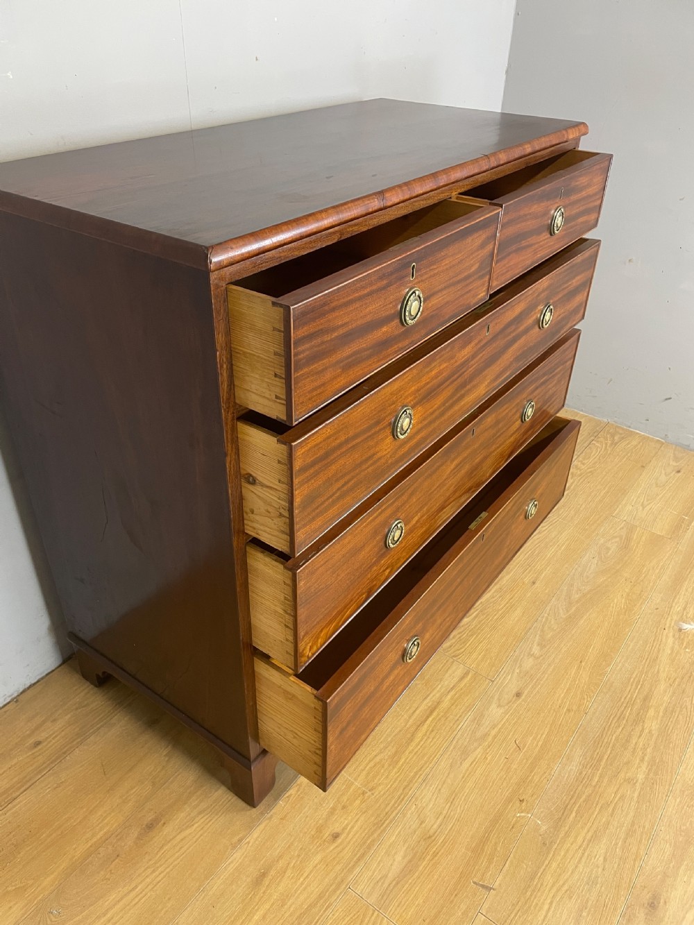 C19TH mahogany 4 height chest of drawers on bracket feet  View VI