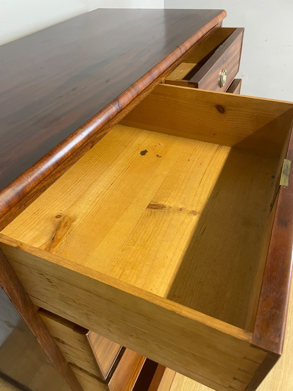 C19TH mahogany 4 height chest of drawers on bracket feet  View VIII