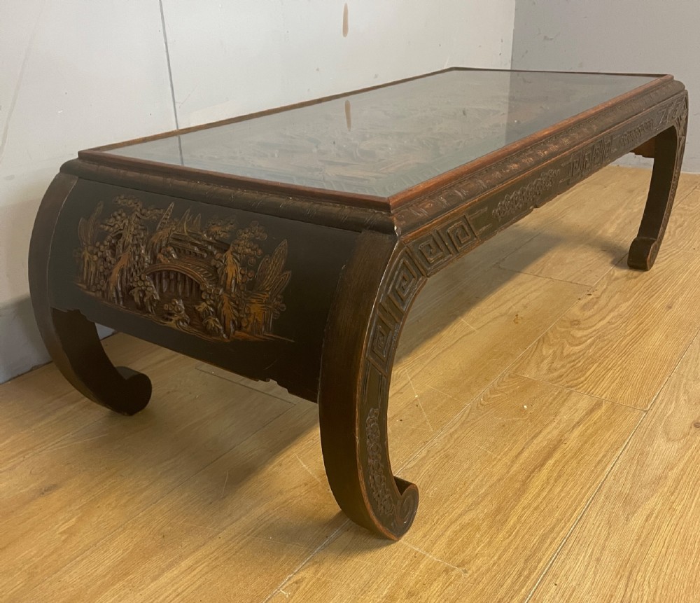 Antique hand carved Kang opium bed coffee table  View IX
