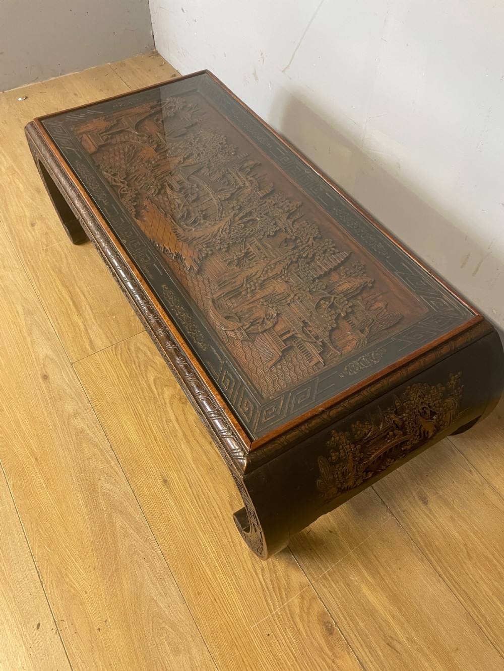 Antique hand carved Kang opium bed coffee table  View XII