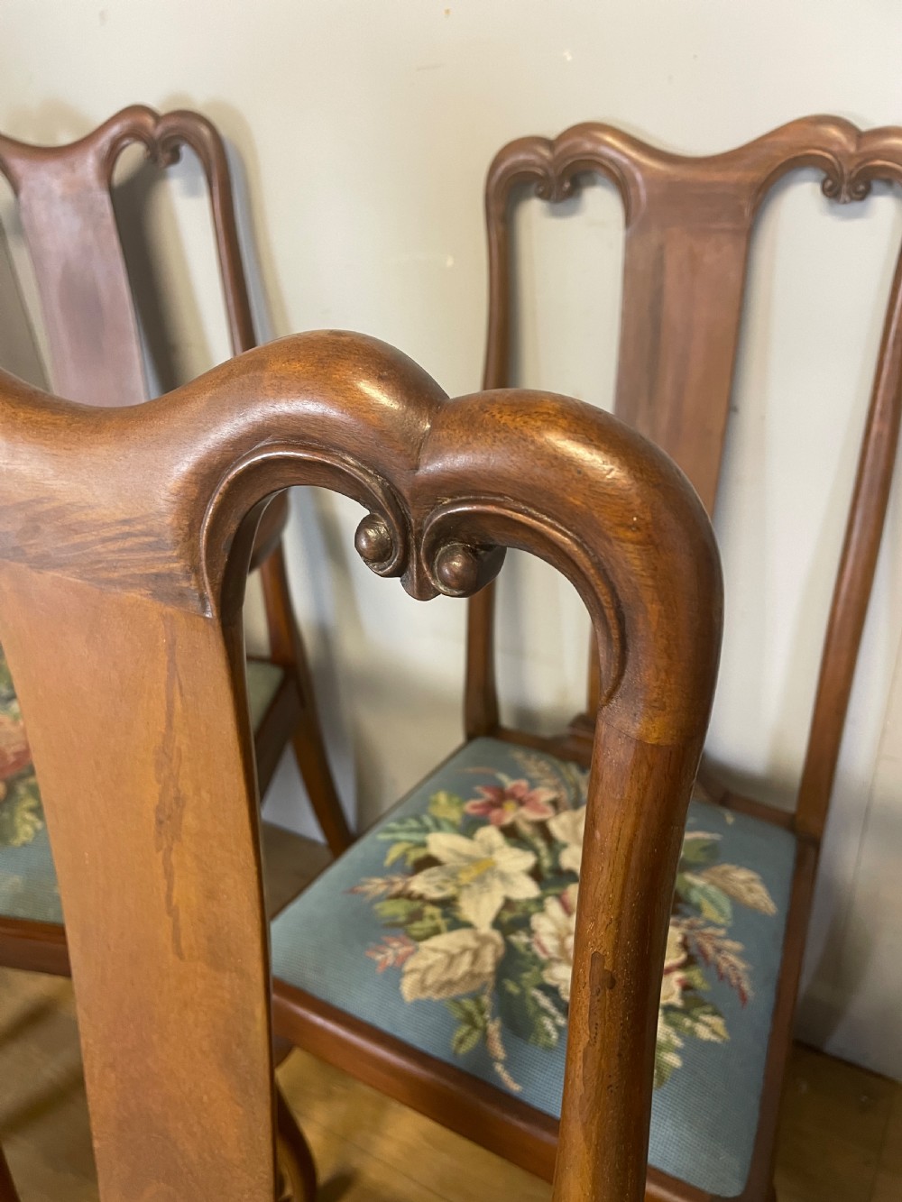 Set of eight Queen Anne style mahogany dining chairs circa 1920 View VIII