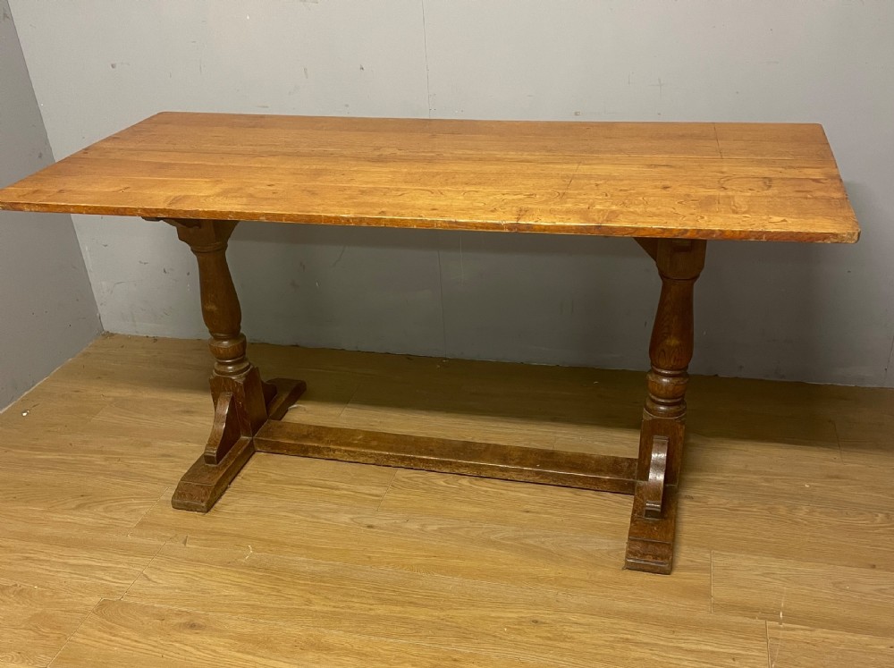 Arts and crafts oak refectory table circa 1910  View II
