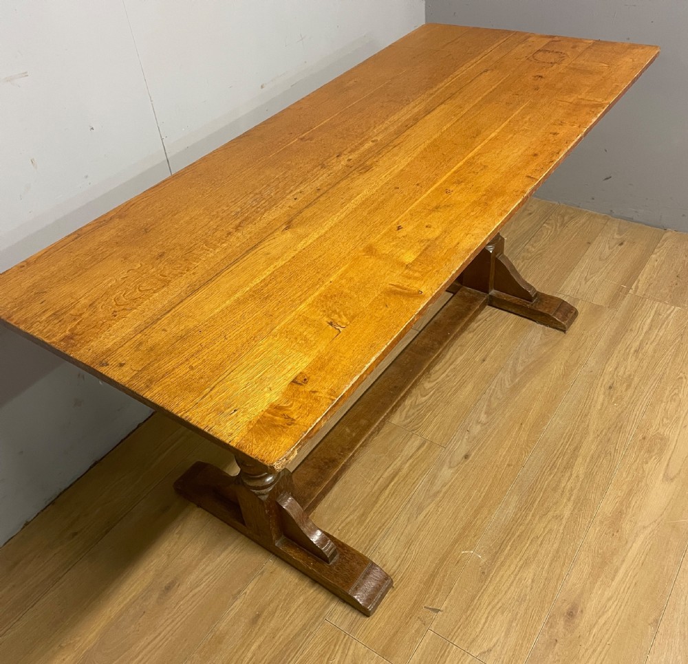Arts and crafts oak refectory table circa 1910  View III