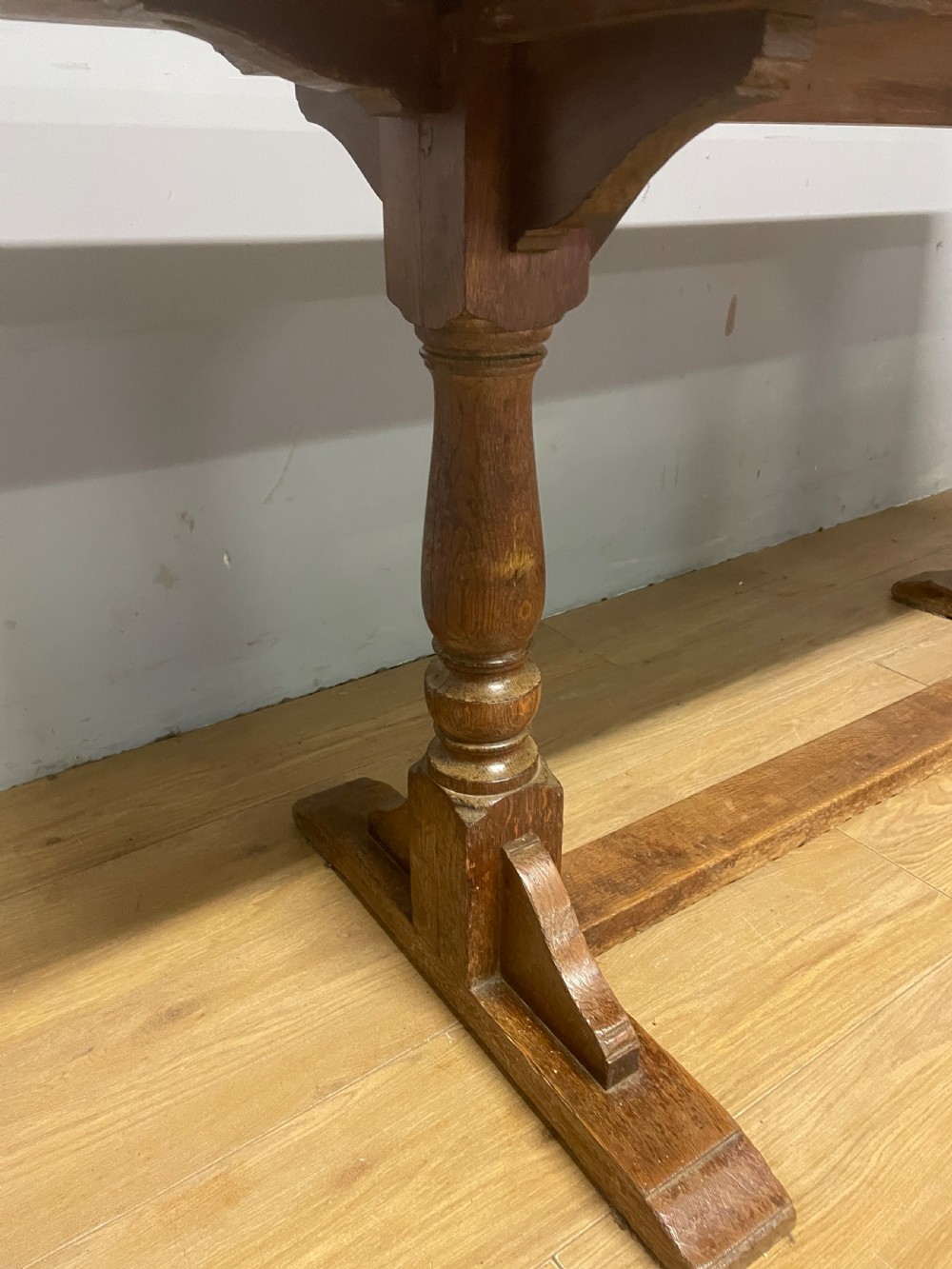 Arts and crafts oak refectory table circa 1910  View V