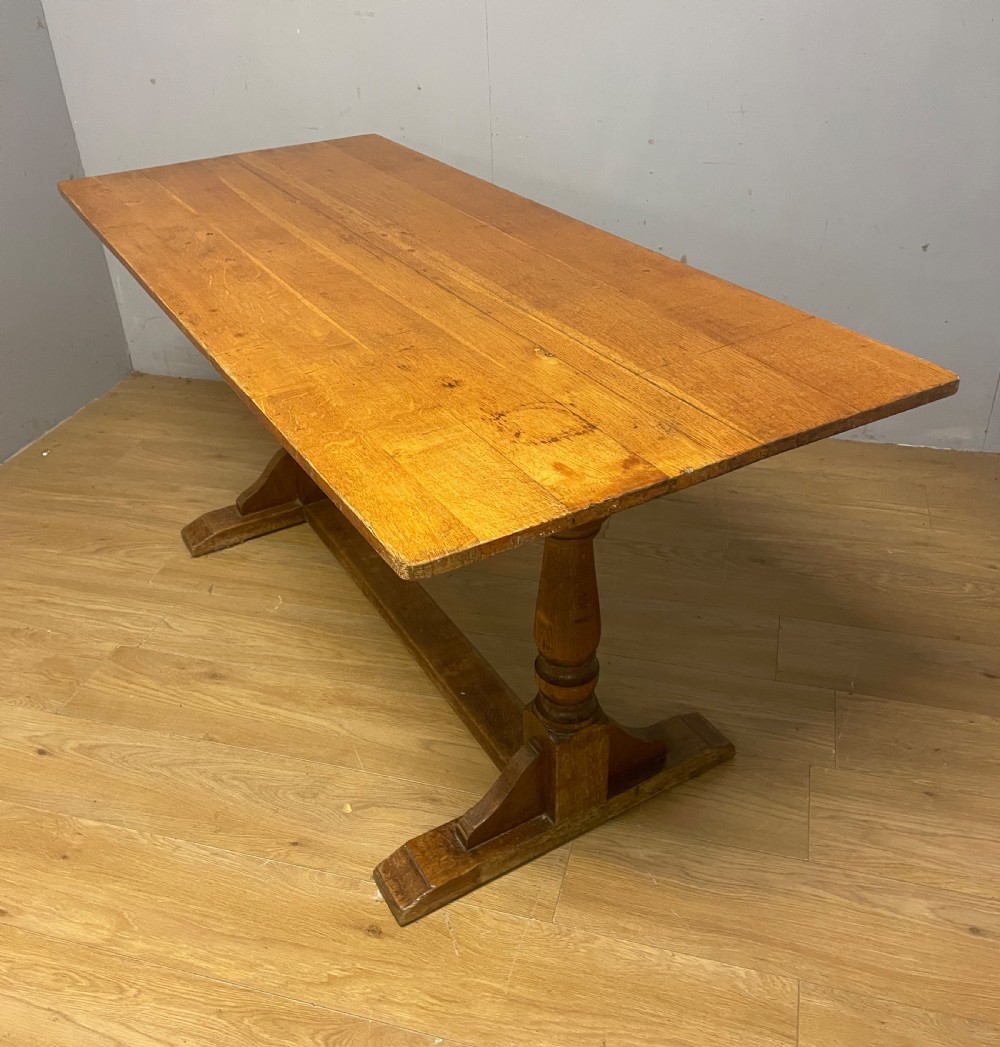 Arts and crafts oak refectory table circa 1910  View IX