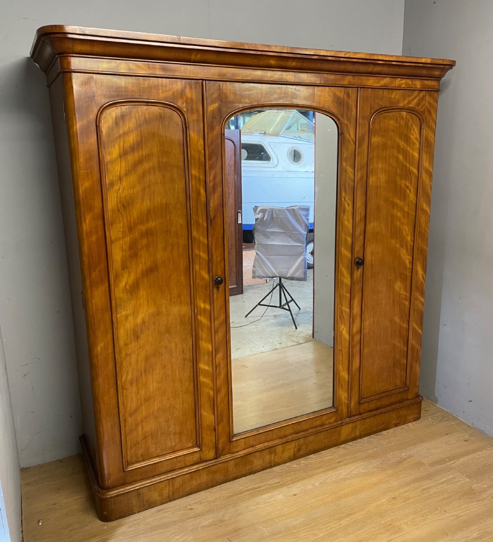 Country House satin birch triple wardrobe circa 1880 View II