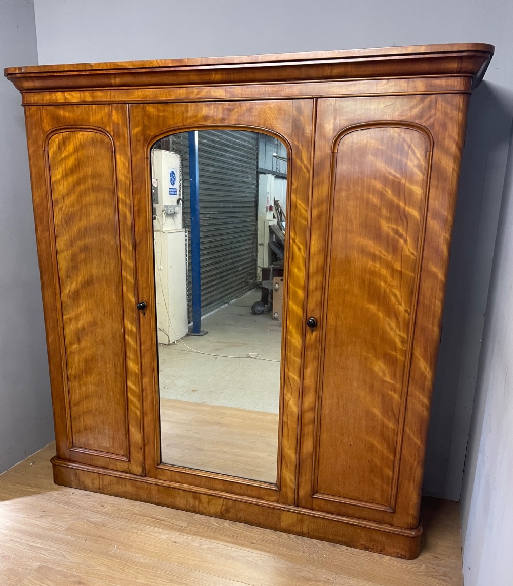 Country House satin birch triple wardrobe circa 1880 View III