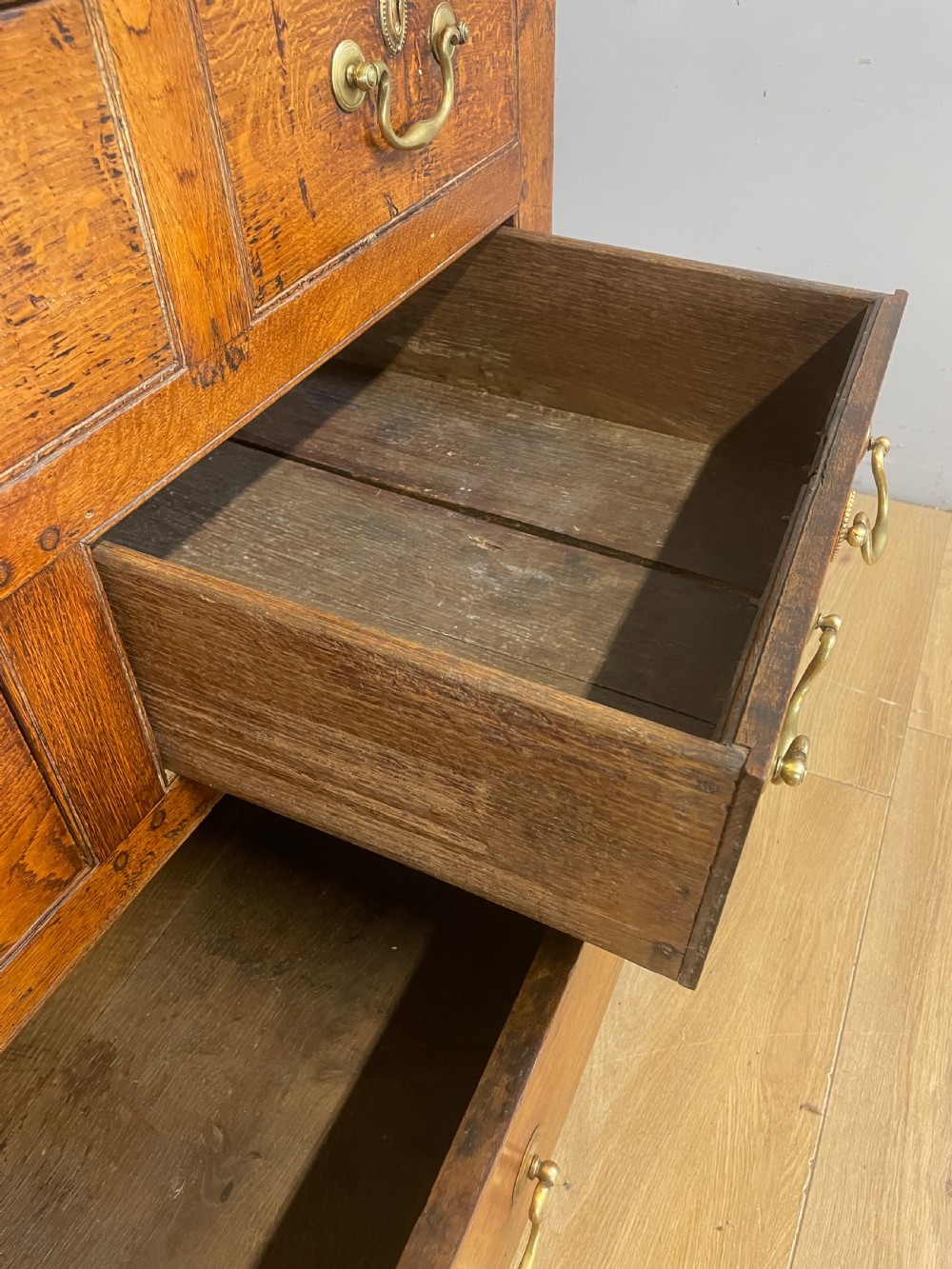 C18th Lancashire oak mule chest  View V