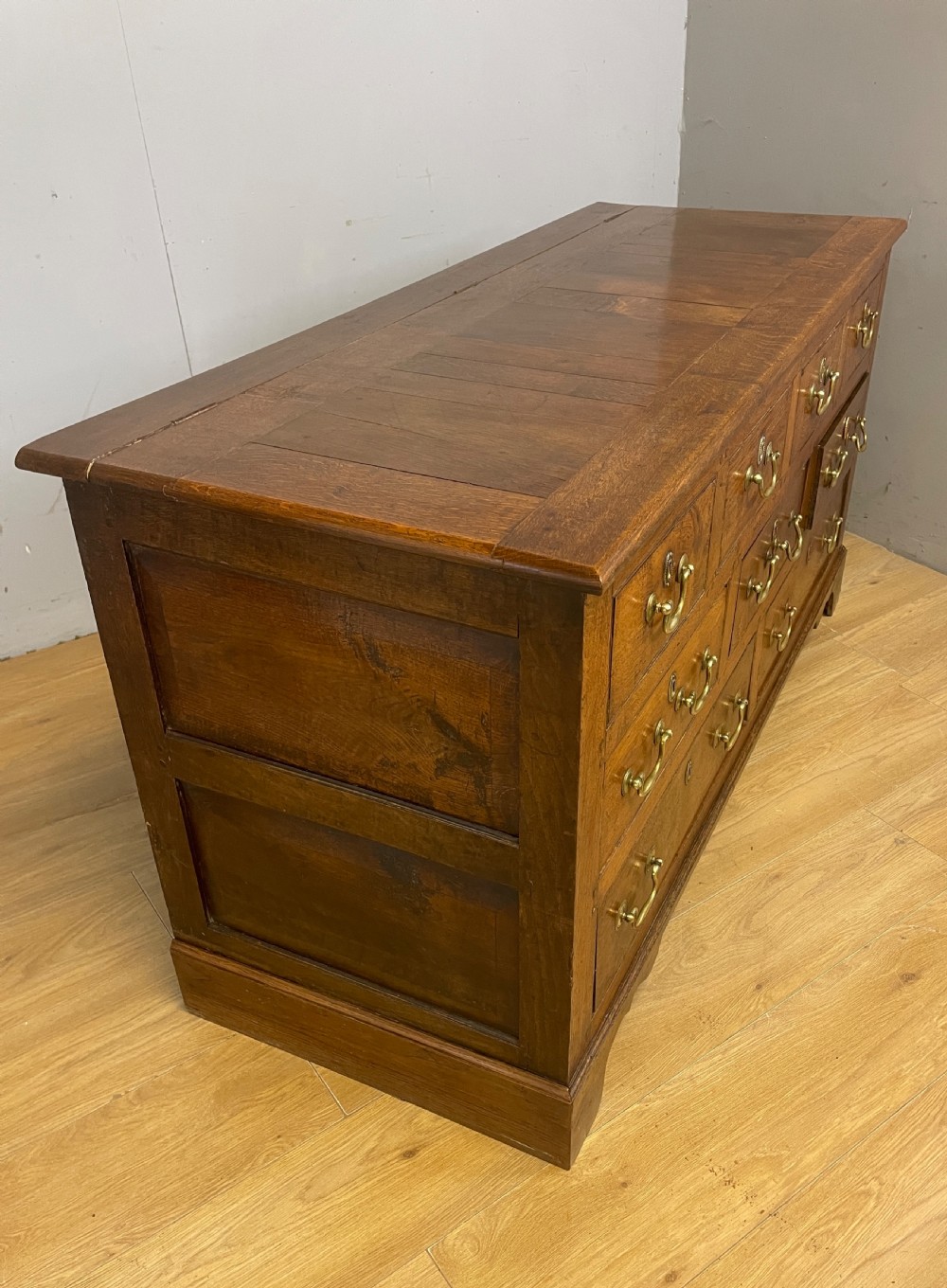 C18th Lancashire oak mule chest  View X
