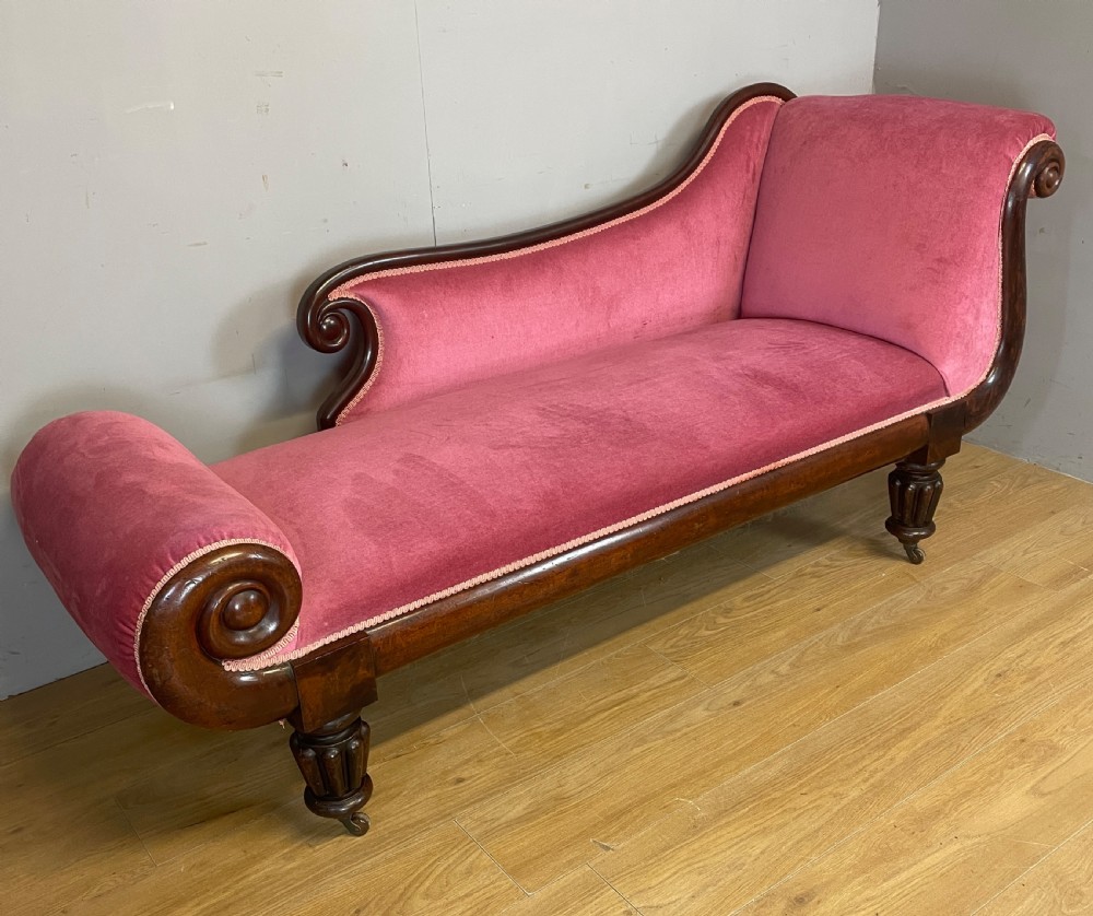 C19TH mahogany framed chaise longue 