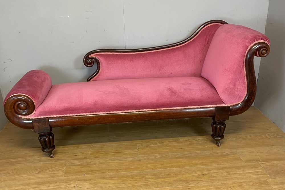 C19TH mahogany framed chaise longue  View II