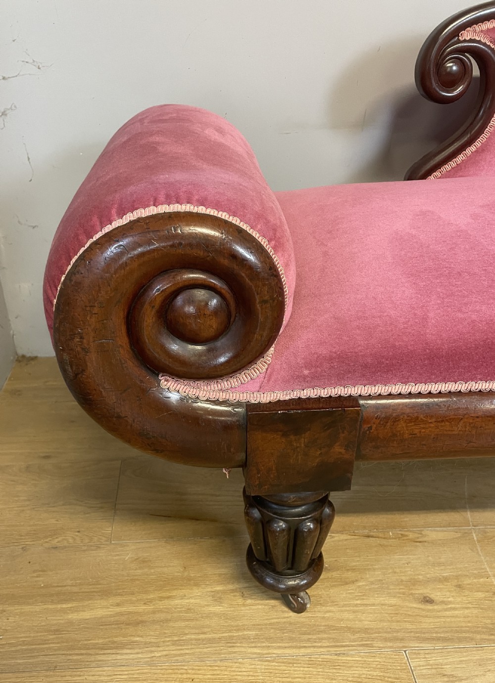 C19TH mahogany framed chaise longue  View III