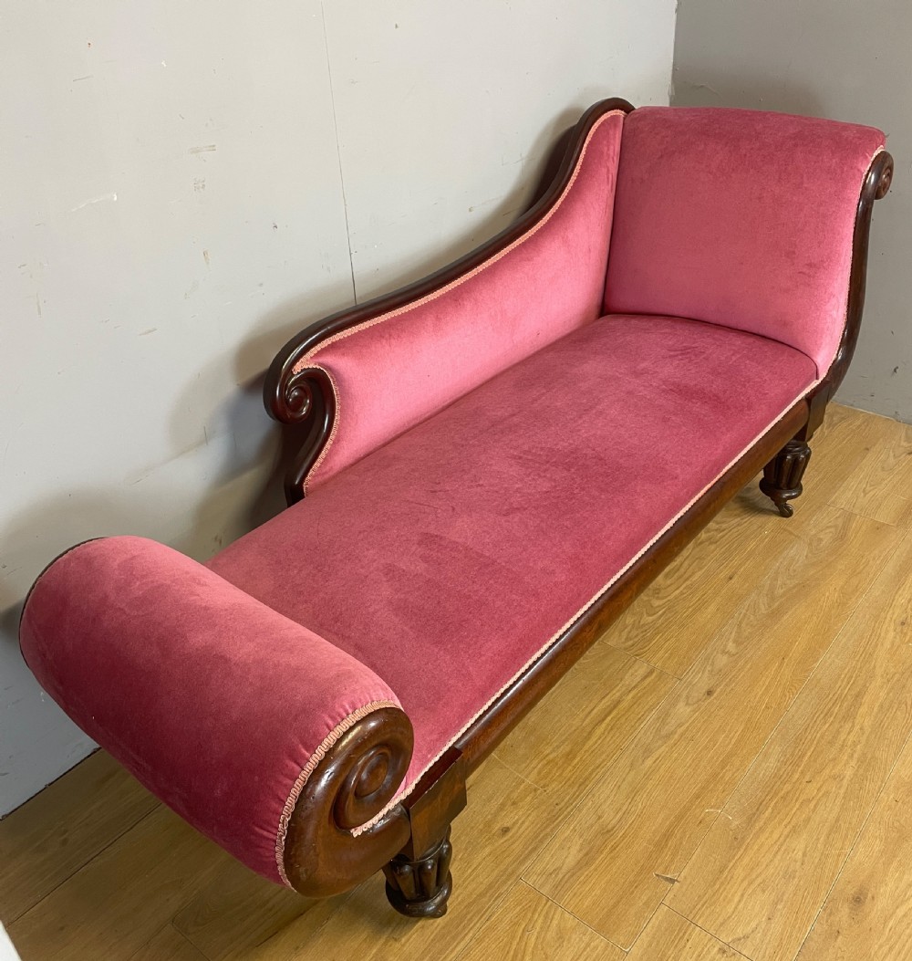 C19TH mahogany framed chaise longue  View V