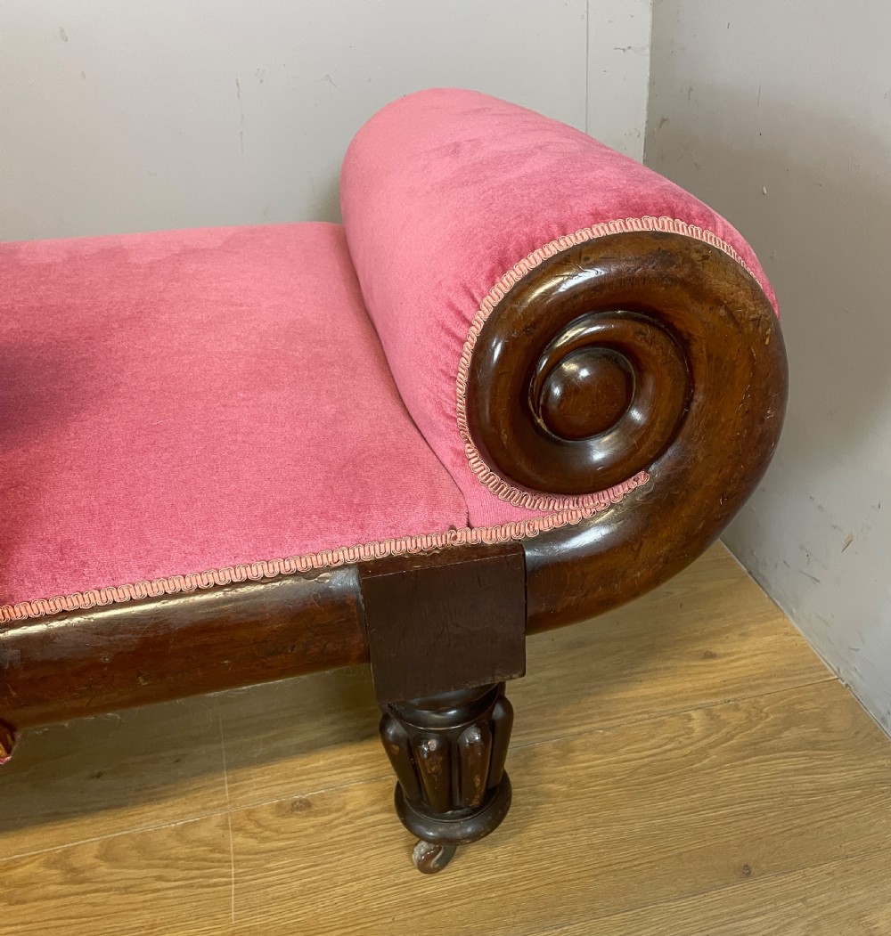 C19TH mahogany framed chaise longue  View IX