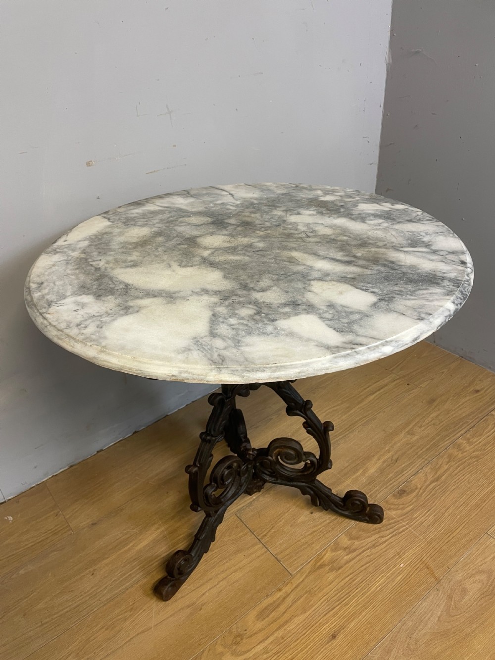 C19TH cast iron table with Carrara marble top  View II