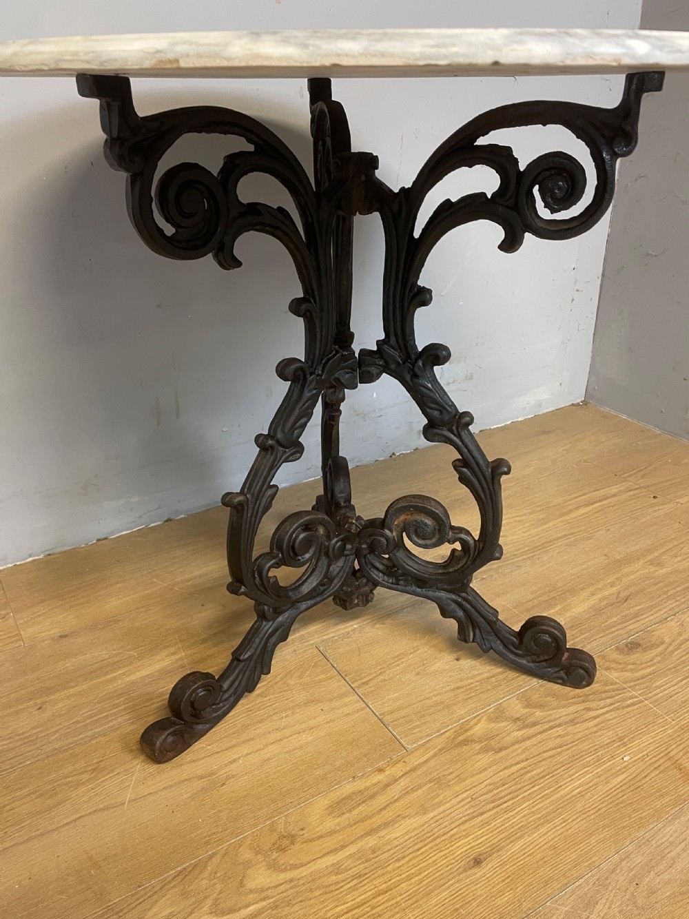 C19TH cast iron table with Carrara marble top  View III