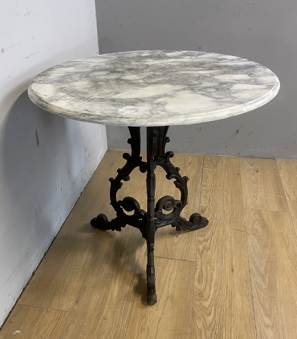 C19TH cast iron table with Carrara marble top  View V